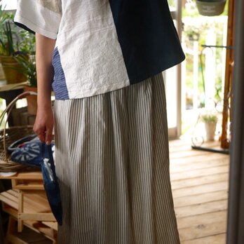 縦縞久留米絣綿100袴パンツの画像