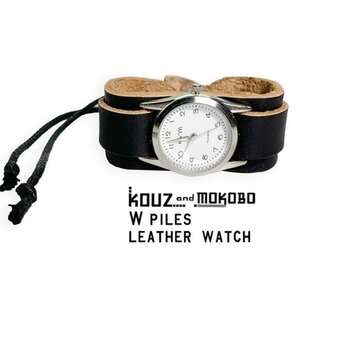 ▲WPILES デザインで魅せるモノトーンブラック「Wパイルズ 腕時計」見やすい文字盤（WPW-KKK-K）の画像