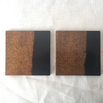 【再販】黒柿の平皿 漆 二枚合わせ