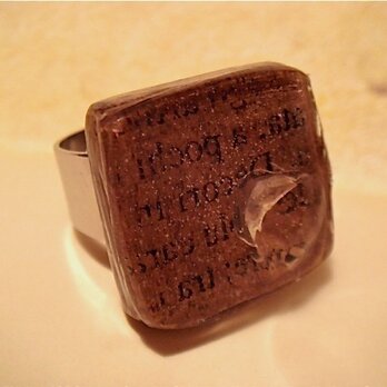 レタープリントリング（クリアハート）