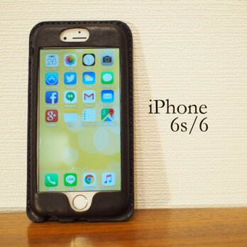 iPhone6s/6 カバー ケース　黒【選べるステッチ】【名入れ可】の画像