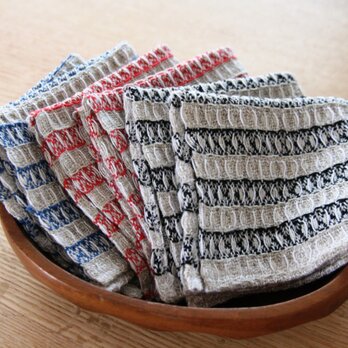手織りワッフル織のハンカチの画像