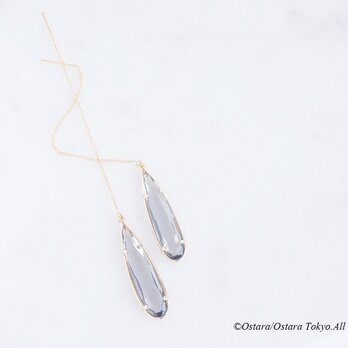 【14KGF】Ear Thread Earring, Long Teardrop-Gray-の画像