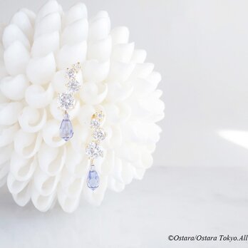 【16KGP】Teardrop CZ Orion Stud Earrings-Swarovski Tanzanite-の画像