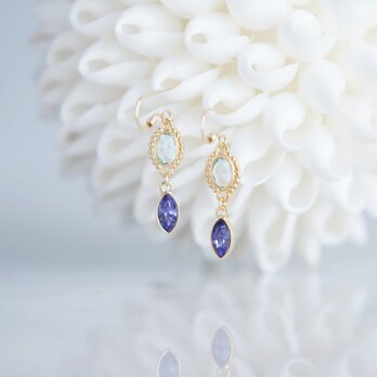 【Procida】14KGF Earrings(Erinite xTanzanite)の画像