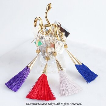 【14KGF】Tassel Earrings,-Pyramid Glass & Gemstone-の画像