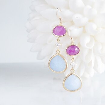 【Procida】14KGF Earrings(Powder Blue x Purple )の画像