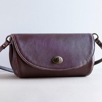 『改良版』姫路レザー　コロンと丸いショルダーバッグ　シュリンクレザー　ブラウン　茶 ak-18ns