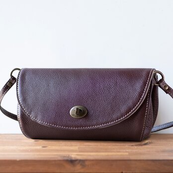 『改良版』姫路レザー　コロンと丸いショルダーバッグ　シュリンクレザー　ブラウン　茶 ak-18ns