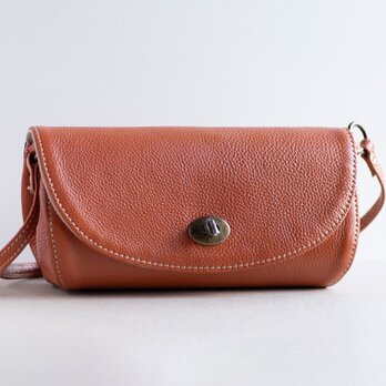 『改良版』姫路レザー　コロンと丸いショルダーバッグ　シュリンクレザー　キャメル ak-18ns