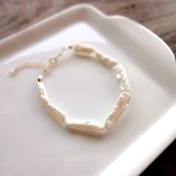 天然石のコードブレスレット■14KGF■淡水パール バー