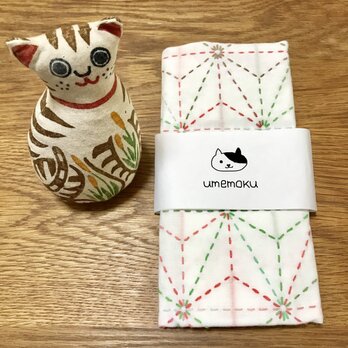 ◇刺し子 ふきん 麻の葉◇