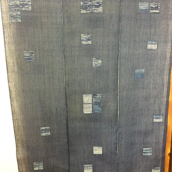 手織り暖簾 窓デザインシリーズ 本藍染め N-001の画像
