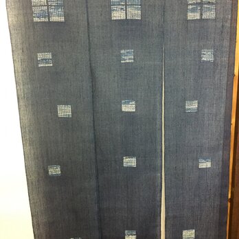手織り暖簾 窓デザインシリーズ 本藍染め N-002の画像