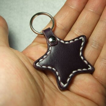 小さな星のキーホルダー 紫ｘ白の画像