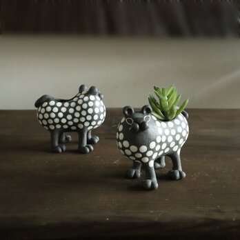 ヒョウ/黒（小）植木鉢