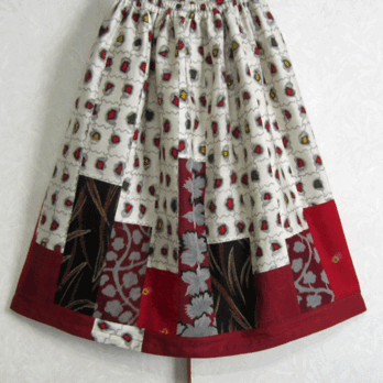 着物リメイク♪銘仙パッチのスカート（裏地付き）