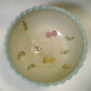 再販・金魚鉢（ボウル特大）金魚３匹の画像