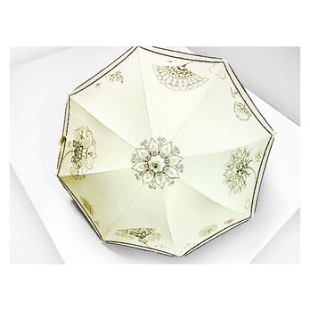 日傘（ポップな花更紗・ドット模様布付き）（薄生成色）の画像