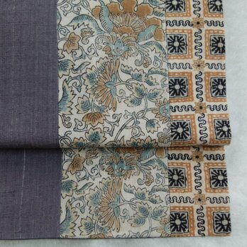 ★こちらの帯は再出品できません、名古屋帯＊和更紗(牡丹唐草&格子文）の画像