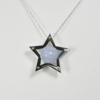 Sphere in the Star Pendant Silver BlueLaceAgate 星　ペンダント　の画像