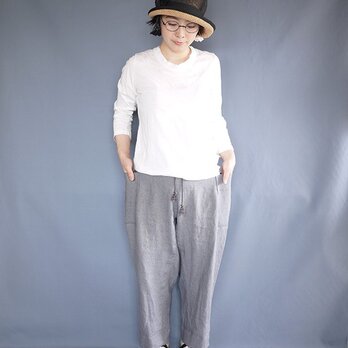 linen sidepocket pants (bluegray)の画像