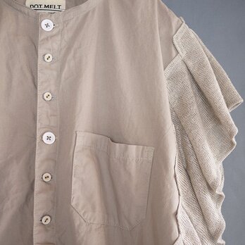Grandpa shirt remake zigzagsleeve (gray1)の画像