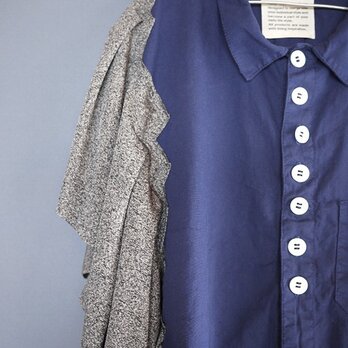 Grandpa shirt remake zigzagsleeve (blue)の画像