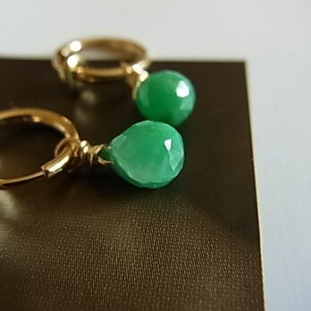 CHRYSOPRASEフープイヤリング（ノンホールピアス）の画像