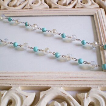 天然石とグラスビーズのロングネックレス