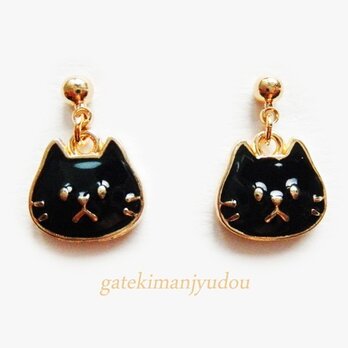 黒猫FACEピアス【イヤリング等変更可】