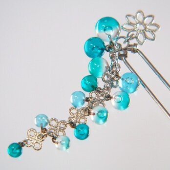 アクアグリーンのつぶつぶのかんざし