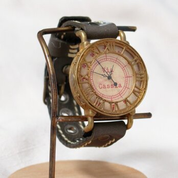 手作り腕時計　Via Cassia(アンティークケース Brown文字盤 & Chocolate)の画像