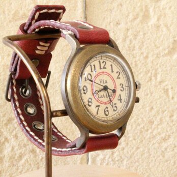 手作り腕時計　Via Latina(レトロRed & Red)の画像