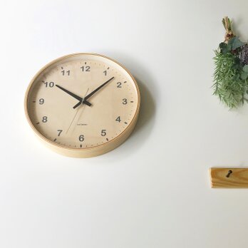 KATOMOKU plywood wall clock ナチュラル 電波時計 連続秒針 km-34LRC φ304mmの画像