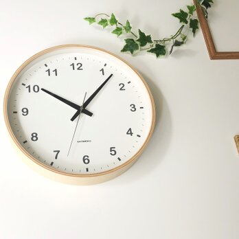 KATOMOKU plywood wall clock ナチュラル 電波時計 連続秒針 km-33LRC φ304mmの画像