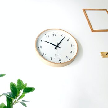 KATOMOKU plywood clock ナチュラル km-33L 木製 曲げわっぱの画像