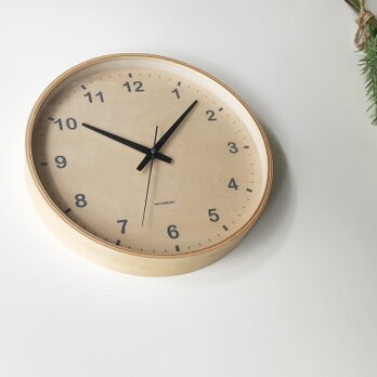 KATOMOKU plywood clock シナ文字盤 km-34L 掛け時計 文字盤 曲げわっぱの画像