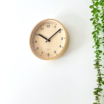 KATOMOKU plywood clock シナ文字盤 km-34M 掛け時計 木製 曲げわっぱの画像