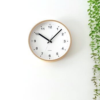 KATOMOKU plywood clock km-33M 掛け時計 木製 曲げわっぱの画像
