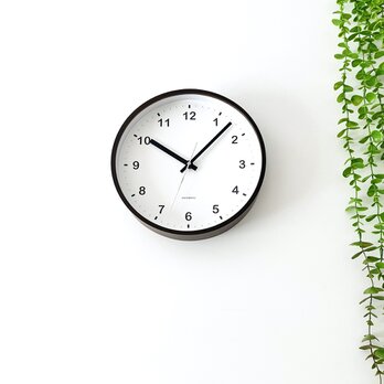 KATOMOKU plywood clock ブラウン km-35M 掛け時計 木製 曲げわっぱの画像