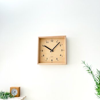 KATOMOKU muku square clock H.メープル km-38HM 掛け時計 木製 四角の画像