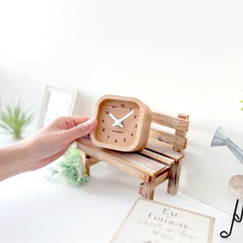 KATOMOKU muku mini clock 四角 白 km-25WHの画像