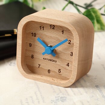 KATOMOKU muku mini clock 四角 青 km-25BLの画像