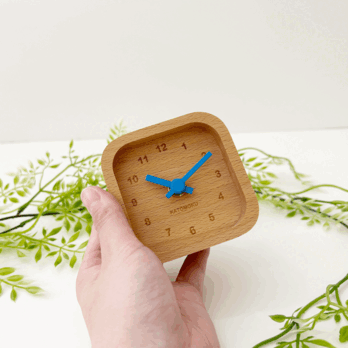KATOMOKU muku mini clock 四角 青 km-25BLの画像