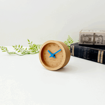 KATOMOKU muku mini clock 丸 青 km-26BLの画像