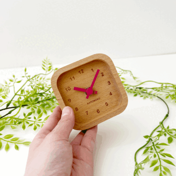 KATOMOKU muku mini clock 四角 赤 km-25REの画像