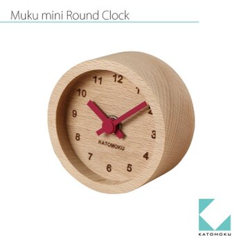 KATOMOKU mini clock km-26赤 丸の画像