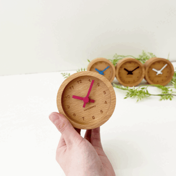 KATOMOKU muku mini clock 丸 赤 km-26REの画像