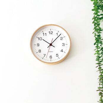 KATOMOKU plywood clock 4 ナチュラル km-44NA 掛け時計 木製 曲げわっぱの画像